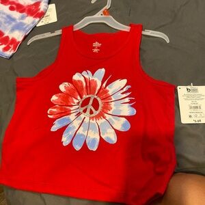 NWT Girls Printed Tank top by Way to Celebrate size M (7-8)~Red/white/blue peace
